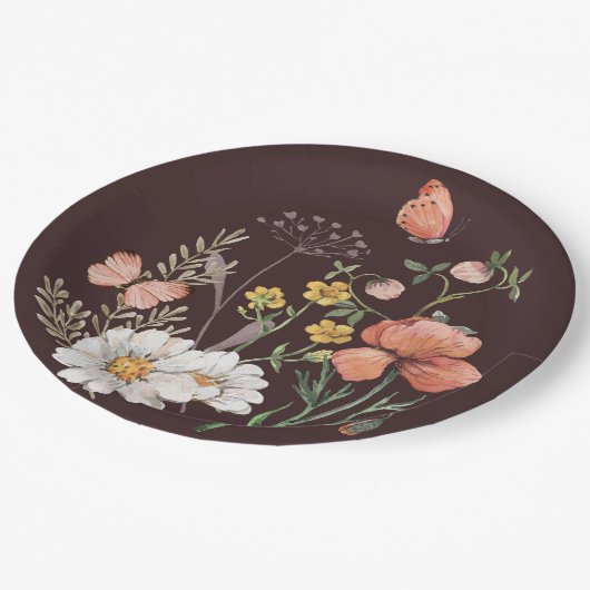 Botanische bloem Boho Papieren Bordje (Gekanteld)