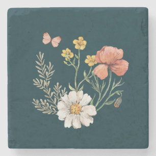 Botanische bloem Boho Stenen Onderzetter
