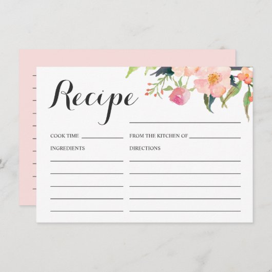 Botanische Bloem Bruidsfeest Receptkaart Informatiekaartje (Voorkant / Achterkant)