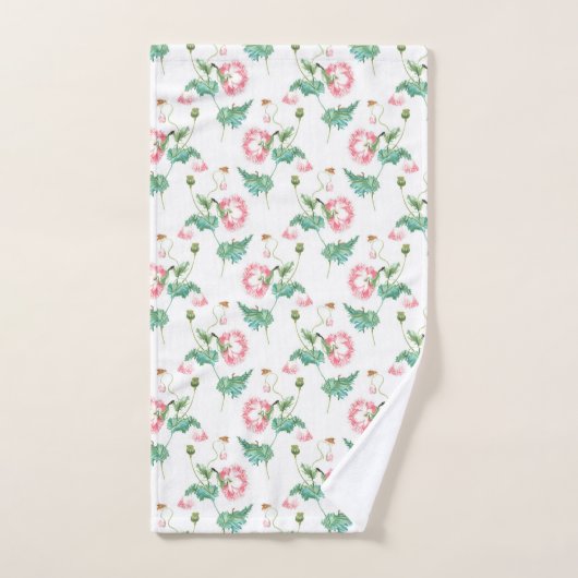 Botanische bloem en bij bad handdoek (Handdoek)