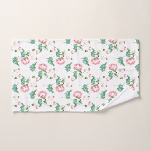 Botanische bloem en bij bad handdoek (Handdoek)