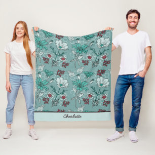 Botanische bloem gepersonaliseerde naam fleece deken