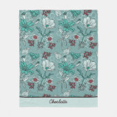 Botanische bloem gepersonaliseerde naam fleece deken (Voorkant)