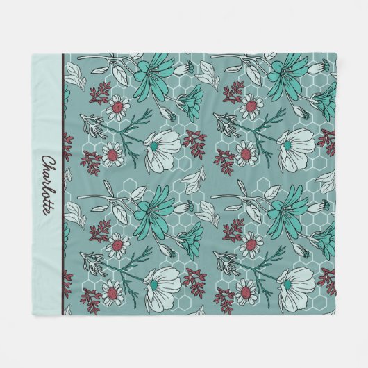 Botanische bloem gepersonaliseerde naam fleece deken (Voorkant (Horizontaal))
