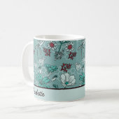 Botanische bloem gepersonaliseerde naam koffiemok (Voorkant links)