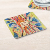 Botanische bloem in bloei – aanpasbaar kartonnen onderzetters (Schuin)