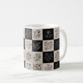 Botanische Bloem Leren Look Patchwork Gestikt Koffiemok (Voorkant rechts)