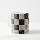 Botanische Bloem Leren Look Patchwork Gestikt Koffiemok (Voorkant links)