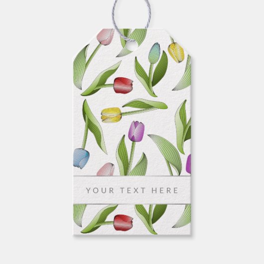 Botanische bloem moderne kleurrijke tulp cadeaulabel (Voorkant)