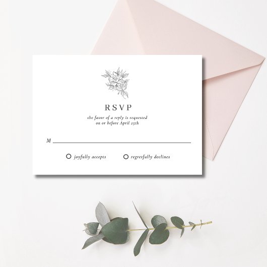 Botanische bloem monogram bruiloft RSVP kaartje
