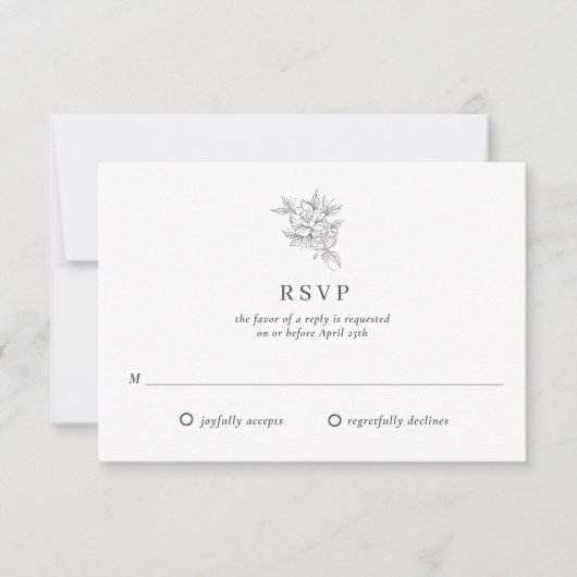 Botanische bloem monogram bruiloft RSVP kaartje (Voorkant)