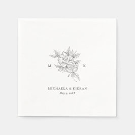 Botanische bloem monogram bruiloft servet