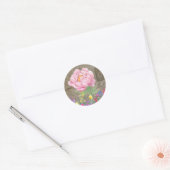Botanische bloem, roze roos,  kranten ronde sticker (Envelop)