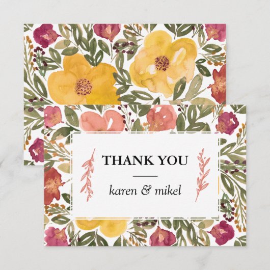 Botanische bloem schilderen Hartelijk dank Kaart (Voorkant / Achterkant)