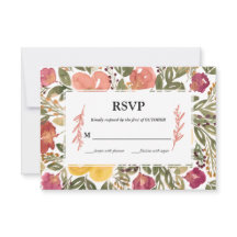 Botanische bloem-schilderende RSVP-kaart