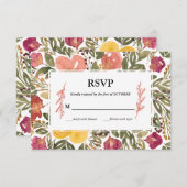 Botanische bloem-schilderende RSVP-kaart Kaart (Voorkant / Achterkant)