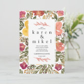 Botanische Bloem Schilderij Bruiloft Uitnodiging (Staand voorkant)