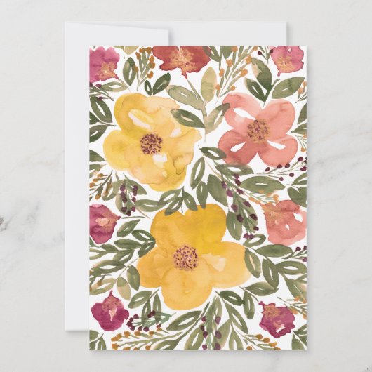 Botanische Bloem Schilderij Bruiloft Uitnodiging (Achterkant)