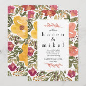 Botanische Bloem Schilderij Bruiloft Uitnodiging (Voorkant / Achterkant)