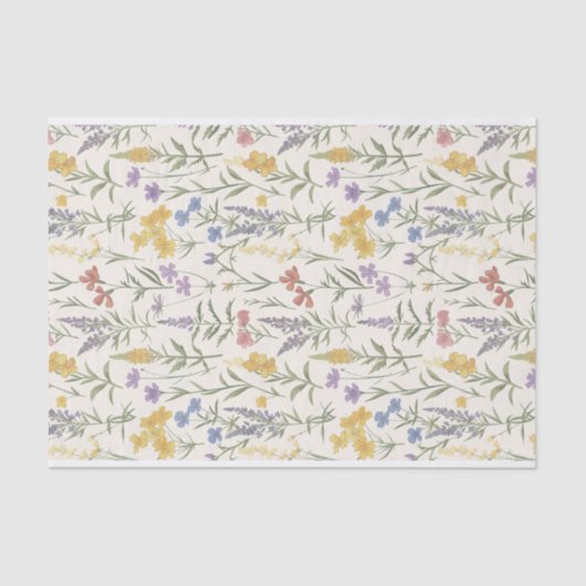  Botanische Bloem Stem Tekeningen Patroon Tissuepapier (Voorkant)