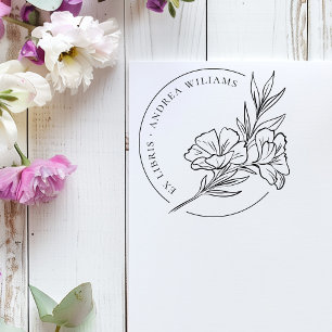 Botanische bloem uit de bibliotheek van Ex Libris Rubberstempel