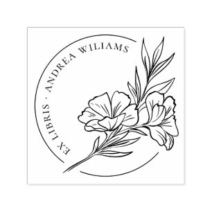 Botanische bloem uit de bibliotheek van Ex Libris Zelfinktende Stempel