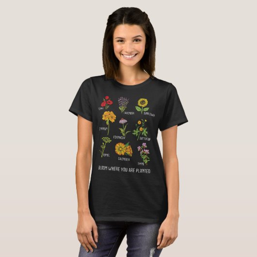 Botanische bloem waar u bent geplant t-shirt (Voorkant volledig)