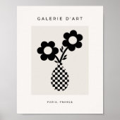 Botanische bloem zwart en beige poster (Voorkant)