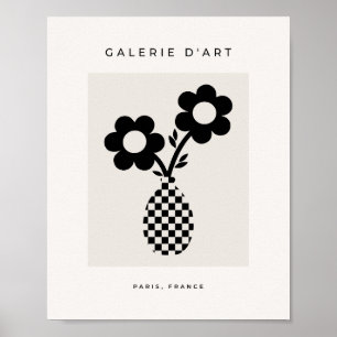 Botanische bloem zwart en beige poster