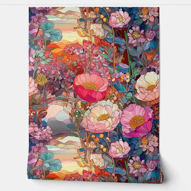 Botanische bloemblaadjes behang (Afrollen)