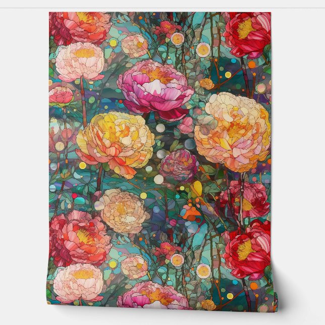 Botanische bloemblaadjes behang (Afrollen)