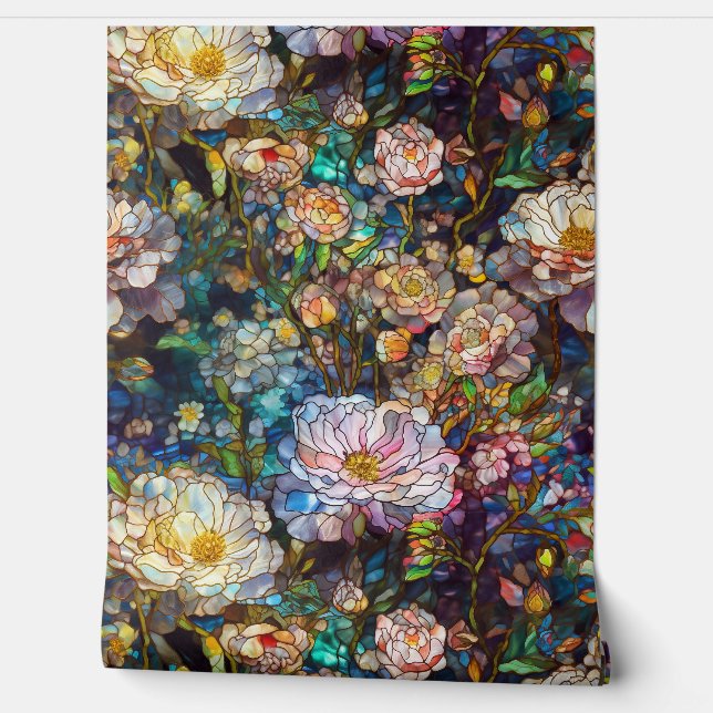 Botanische bloemblaadjes behang (Afrollen)