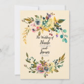 botanische bloemblaadjes crème bruiloft kaart (Voorkant)