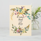 botanische bloemblaadjes crème bruiloft kaart (Staand voorkant)