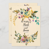 botanische bloemblaadjes crème bruiloft kaart (Voorkant / Achterkant)
