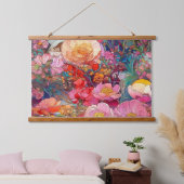 Botanische bloemblaadjes hangend wandkleed (Slaapkamer)