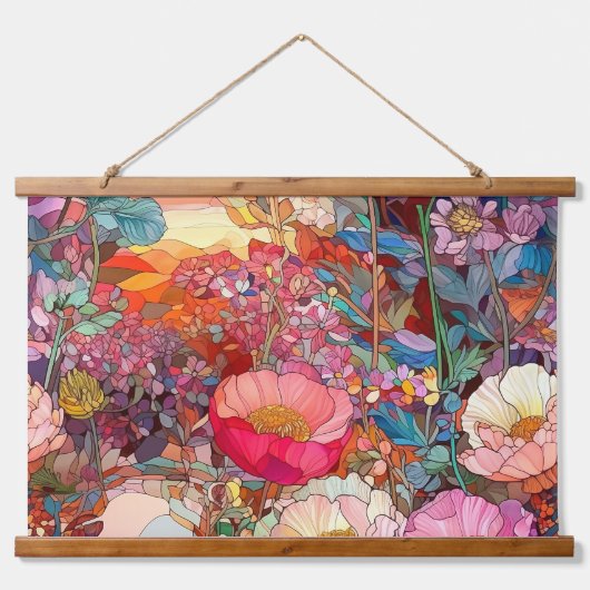Botanische bloemblaadjes hangend wandkleed (Voorkant)