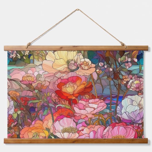 Botanische bloemblaadjes hangend wandkleed (Voorkant)