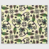 Botanische bloemblaadjes inpakpapier (Vlak)