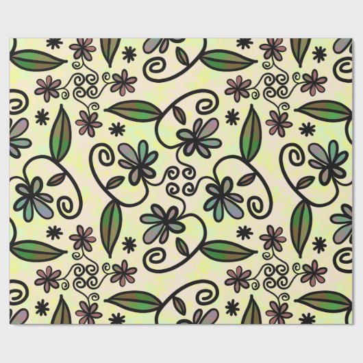 Botanische bloemblaadjes inpakpapier (Vlak)