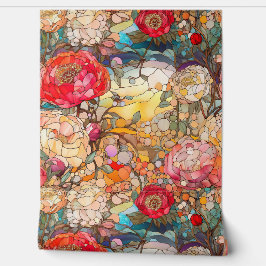 Botanische bloemblaadjes van glas behang