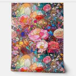 Botanische bloemblaadjes van glas behang