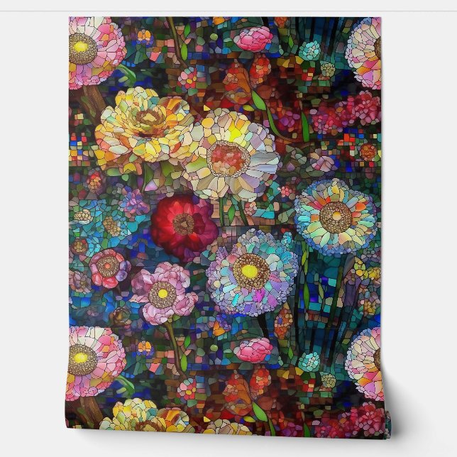 Botanische bloemblaadjes van glas behang (Afrollen)