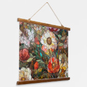 Botanische bloemblaadjes van glas hangend wandkleed (Gebogen)