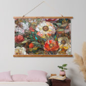 Botanische bloemblaadjes van glas hangend wandkleed (Slaapkamer)