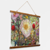 Botanische bloemblaadjes van glas hangend wandkleed (Gebogen)