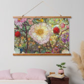 Botanische bloemblaadjes van glas hangend wandkleed (Slaapkamer)