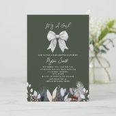 Botanische Bloemboog Winter Green Girl Baby shower Kaart (Staand voorkant)