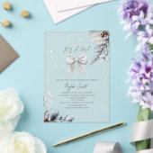 Botanische Bloemboog Winter Meisje Baby shower Acryl Uitnodigingen (Insitu (Huwelijk))