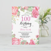 Botanische Bloemen 100ste verjaardag Uitnodiging (Staand voorkant)